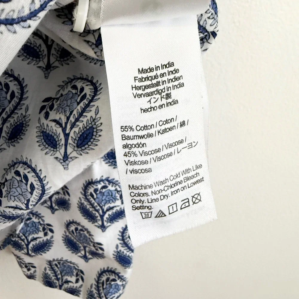 J.Crew Garçon Cotton Voile Shirt Blue Bouquet Block Print Size 8